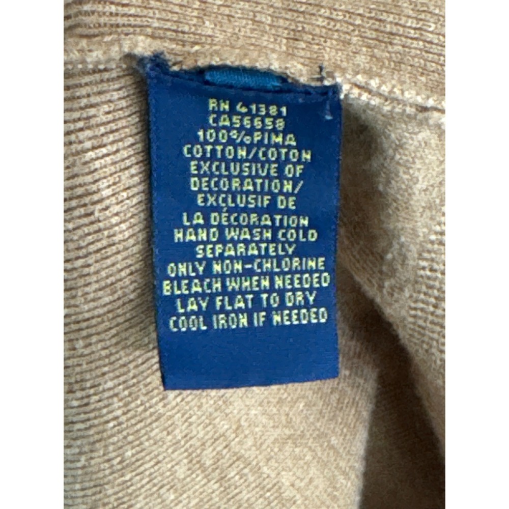 Polo Ralph Lauren women’s V-Neck Pima Cotton Sweater Camel Tan Brown Large L/G - Picture 7 of 7